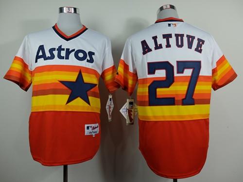 Astros #27 Jose Altuve White/Orange 1980 Turn Back The Clock Stitched MLB Jersey - Click Image to Close